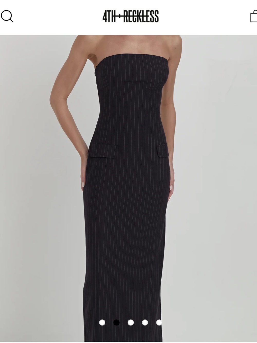 4TH+RECKLESS Strapless Black Pinstripe Maxi Dress